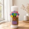 Lumanare personalizata pentru botez cu decor din lemn